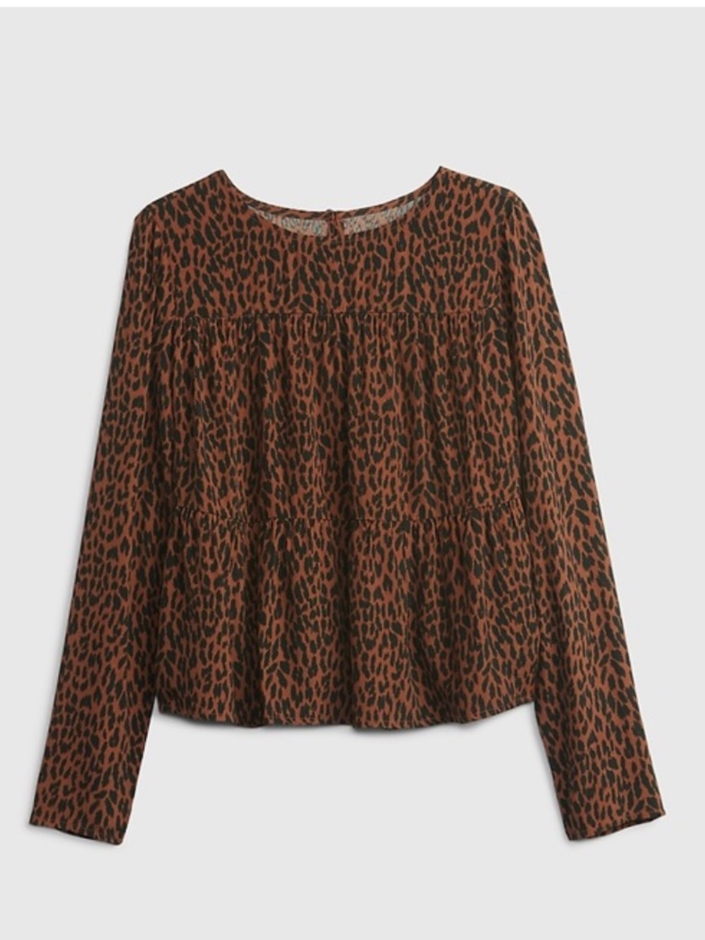 GAP Women's Rust and Black Leopard-Print Long Sleeve Top